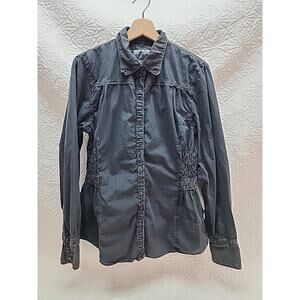 Witness Womens Button Up Black Shirt Westerncore Size XL 16x27 Cottagecore